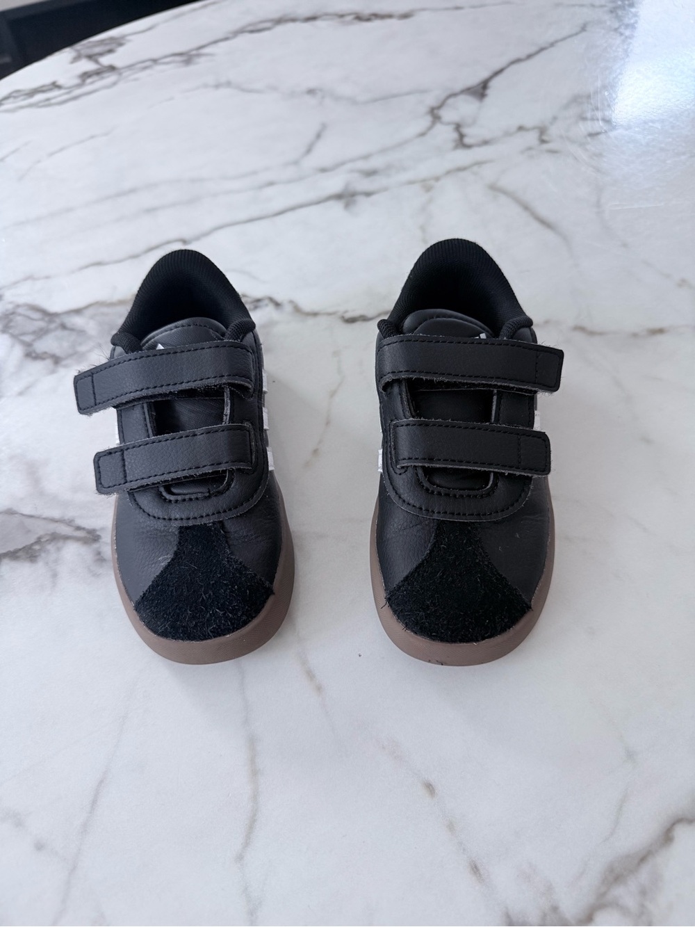 adidas Kids Black Sneakers with Brown Soles